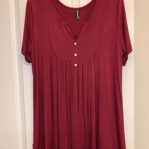 Red burgundy flowy top plus size or maternity